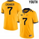 Youth West Virginia Mountaineers NCAA #7 Will Crowder Gold Authentic Nike Stitched College Football Jersey KQ15H36BF